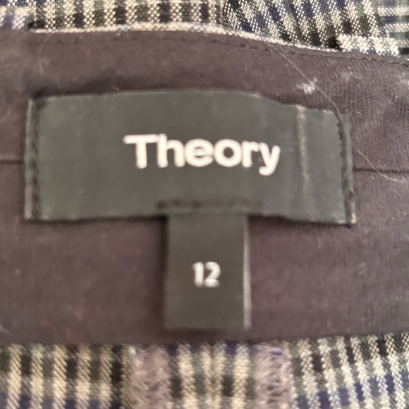 Theory Heartsdale Clasic Check Wool Blend Trouser Pants Workwear Office, size 12 - Picture 7 of 9